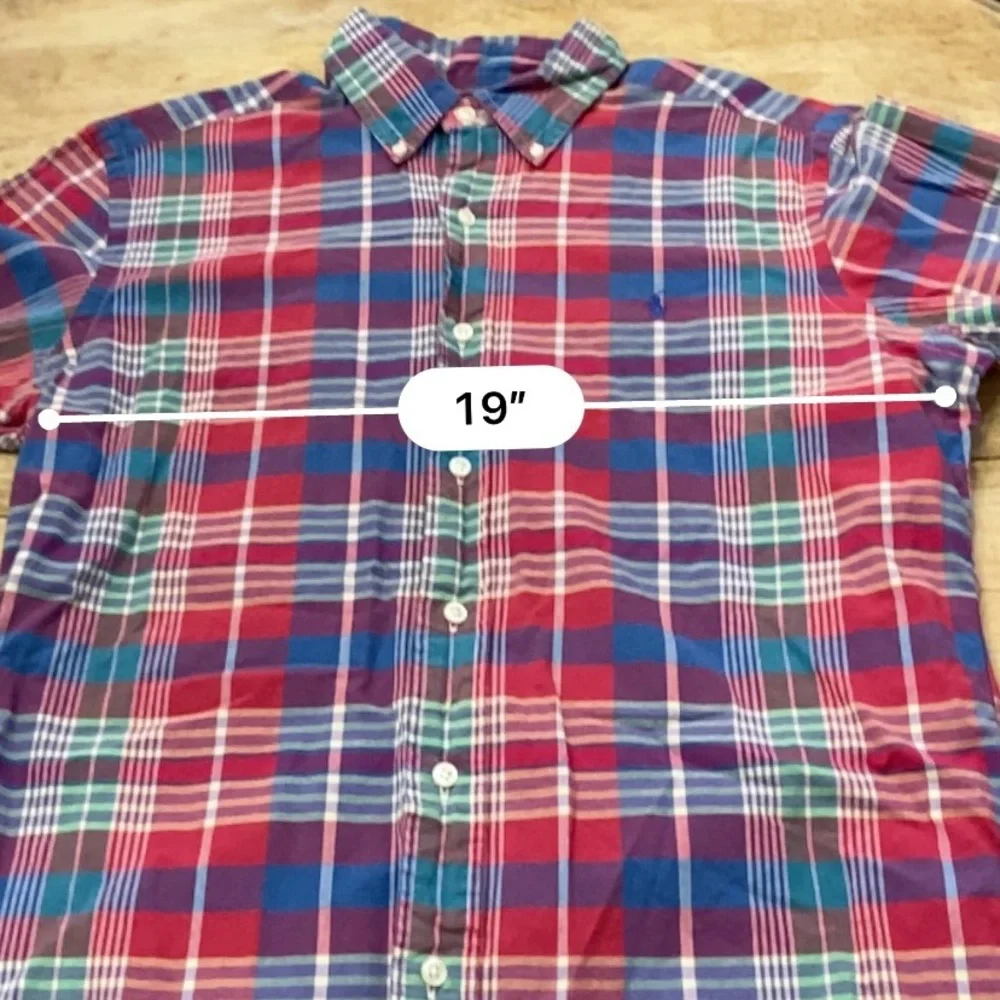Polo by Ralph Lauren Men’s M Classic‎ Fit Red Plaid Short Sleeve Button Down
